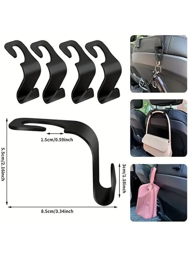 4pcs Black Car Headrest Hooks Back Seat Storage Hangers Handbag Holders - Image 3